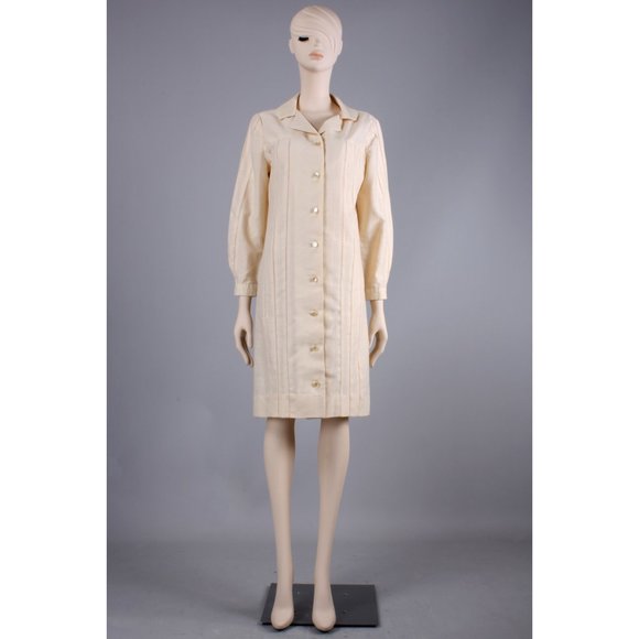 L/XL Vintage 60s Long Sleeve Simple Knee Dress - Picture 2 of 9